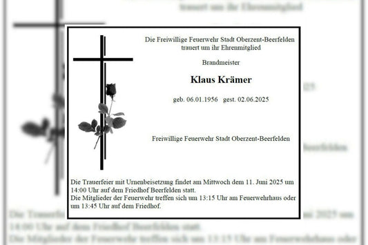 Freiwillige Feuerwehr Beerfelden trauert um Klaus Krämer
